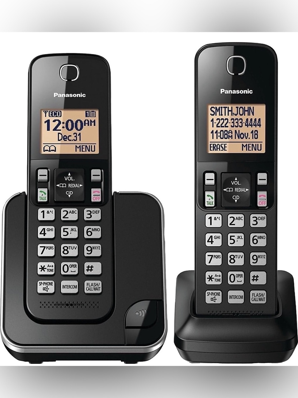 NEW Panasonic Cordless Phone 2 Handsets Large Backlit Display Expandable